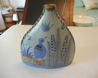 El Palomar large pottery vase w/Quail, butterfly & plants design https://ctbids.com/#!/description/share/166522