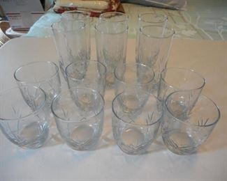 Set of 14 glasses - 6 lg., 8 sm., cut work on bottoms https://ctbids.com/#!/description/share/166753
