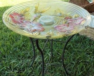 Glass Birdbath - Hummingbird - Metal Stand https://ctbids.com/#!/description/share/167553