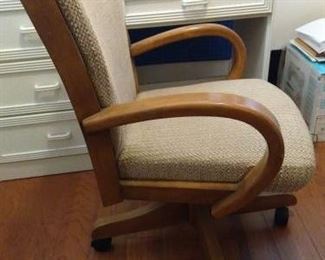 Wood & fabric rolling office chair https://ctbids.com/#!/description/share/167577