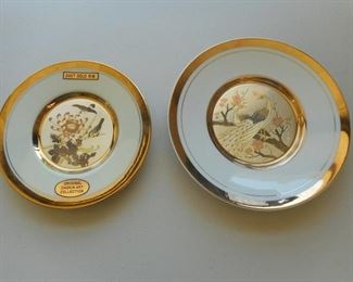 2 Chokin 24K gold edged plates - etched copper gilded with gold & silver https://ctbids.com/#!/description/share/167729