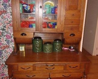 Antique Oak Kitchen Cabinet with "possum belly"