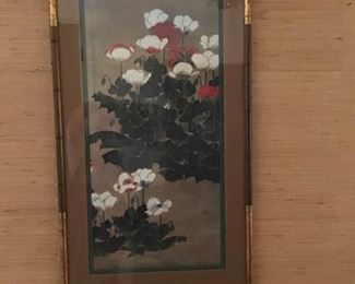 Asian Inspired Artwork of Poppies on Golden Paper https://ctbids.com/#!/description/share/168338