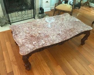 marble top coffee table (you can chop up your enemies on this!)