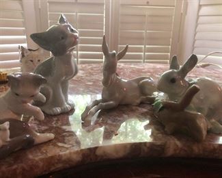 LLADRO Figurines. menagerie of stunned woodland creatures