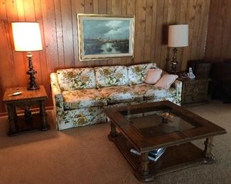 Ethan Allen sofa, coffee table and lamp tables