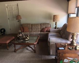 Sofas, coffee table, lamp tables and Lamps.  Ethan Allen