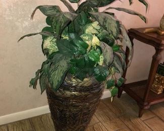 Urn with silk tropical plants