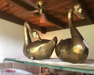 Large brass geese
