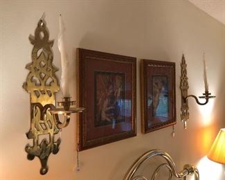 Heavy brass candle sconces