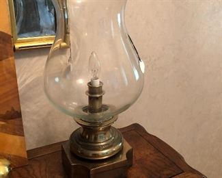Large lighted hurricane lamp