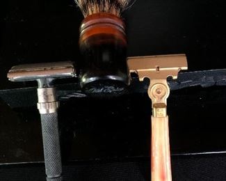 Vintage razors and shaving brush