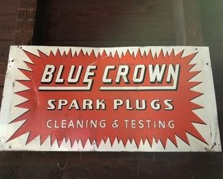 Blue Crown Spark Plug Metal Sign