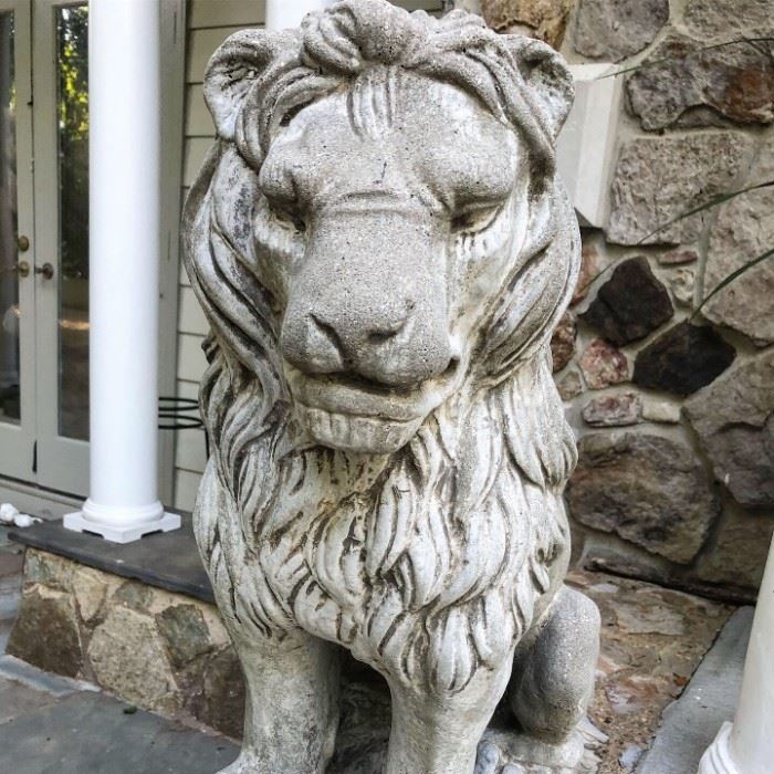 2' tall concrete lion guardian statue (Leo)