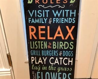 Backyard rules sign