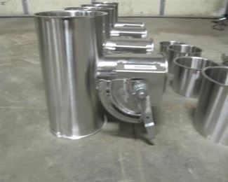 Stainless Steel 6" & 4" Exhaust Vents Tees and Pipes with Clamps,
