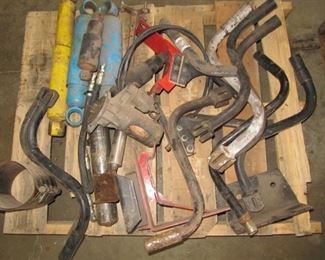 PALLET FULL OF TRAILER CRANK HANDLES, SHOCKS & MISC PARTS