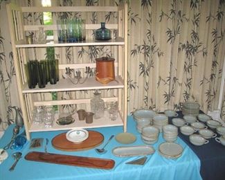 California Pottery Morning Mist china. Sorry drapes stay with the house.