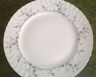 Service for 8 plus serving pieces set of china: Patricia 3316 M Japan, beautiful grey floral pattern.