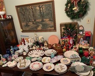 China plastes, milk glass, Christmas items, large picture.