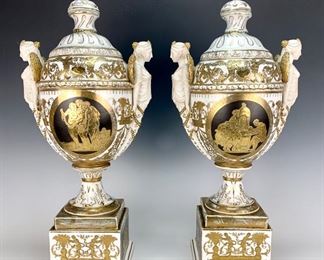 Pair of KPM Porcelain Urns C. 1880's      