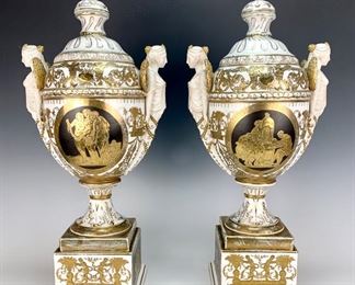 Pair of KPM Porcelain Urns C. 1880's