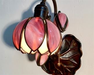 Rare Signed Handel Lily Pad & Lotus Sconce      