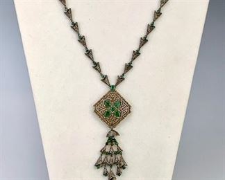 Emerald, Diamond Earrings & Necklace         
