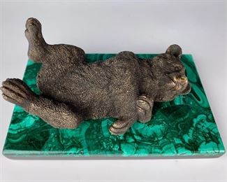 Antique Russian Patinated Bronze Bear Paperweight 