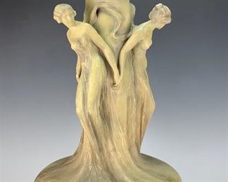 Large Art Nouveau Goldscheider Dancing Girls Vase 
