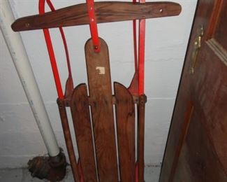 ANTIQUE SLED AND MANY OLD WOOD DOORS 