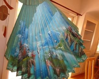 HAND PAINTED ORIENTAL PATIO UMBRELLA 