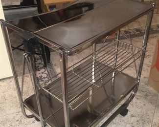 Rolling Stainless Bar Cart