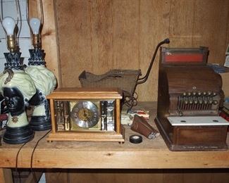 50s lamps, cash register