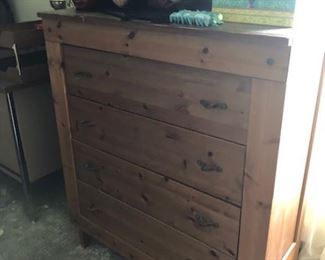 rustic chest of drawers and vintage purses