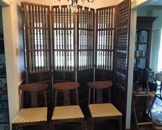 Antique room divider and chairs