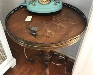 Antique princess telephone, antique round side tables