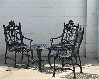 1940s and 1950s Hollywood Regency / Rococo Metal Patio Furniture