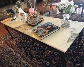 Antique Hollywood Regency marble coffee table