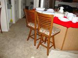 2 bar stools, counter height, upholstery matches dining chairs