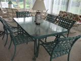 glass topped dining set, 6 chairs
