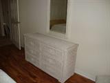 wicker, 6 drawer dresser and mirror
