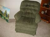 Dark green upholstered chair swivel/rocker (we have 2 the same)