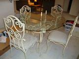 Iron and glass dining table and 4 chairs