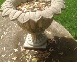 Pair of "Floral" style Cement Urns.  Presale $195