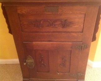 Antique refrigerator measures 27 wide x 17" deep by 43" tall...presale $195