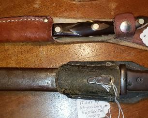 fishing knife and German WWII Bayonet