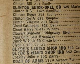 1963 Hot Springs phone book with CLINTON address and phone number