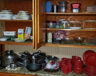 red fiesta ware, corning ware, cookware