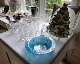 Blue glass bowl has been removed by the family.  Sorry for any inconvenience.